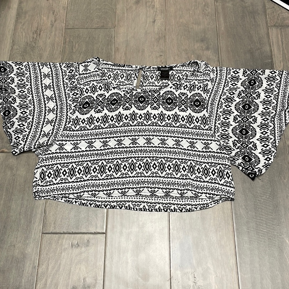 Black and white designed shirt, size small for women.